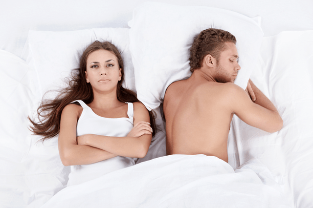wife in bed with weak man